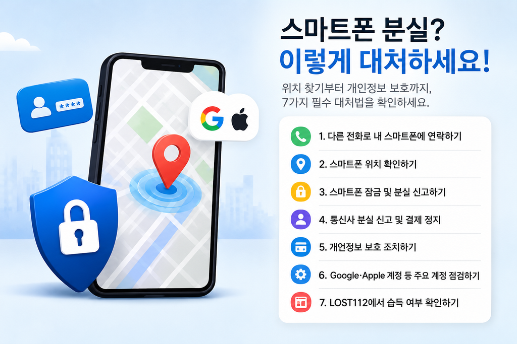 스마트폰 분실 대처법 7가지 안내 이미지